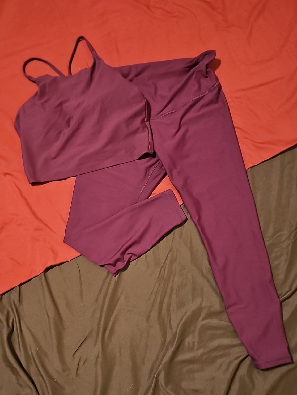 Old Navy Plum Activewear Set - Crop Tank & Leggings